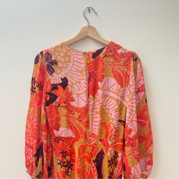 Farm Rio Beige Jungle Panther Viscose Midi Dres - Picture 5 of 8